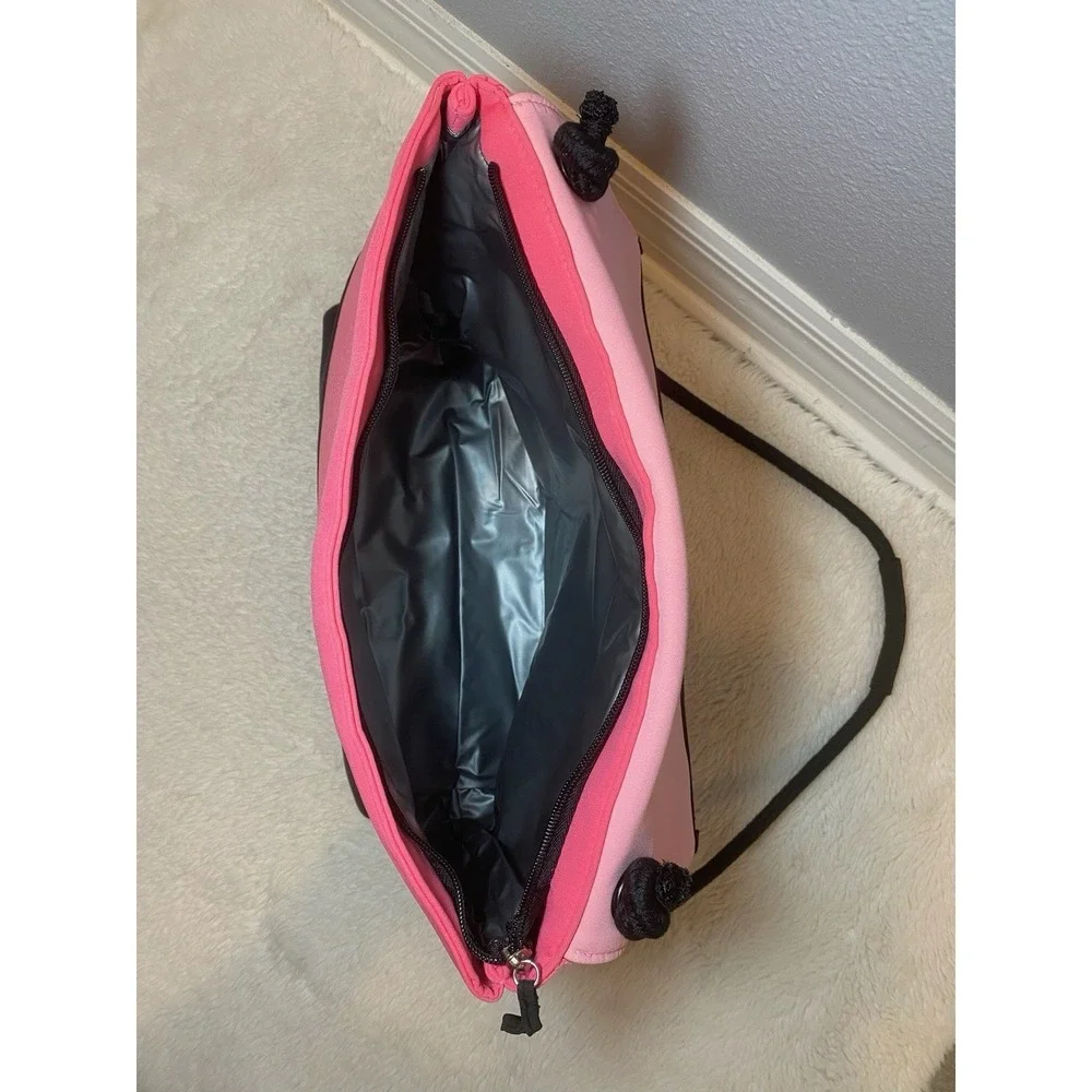 2016 Victoria's Secret Insulated Neoprene Cooler Tote Bag Black Pink Gently Used
